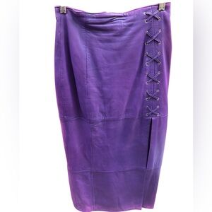 Firenze Vintage purple leather long skirt, NWT size 8